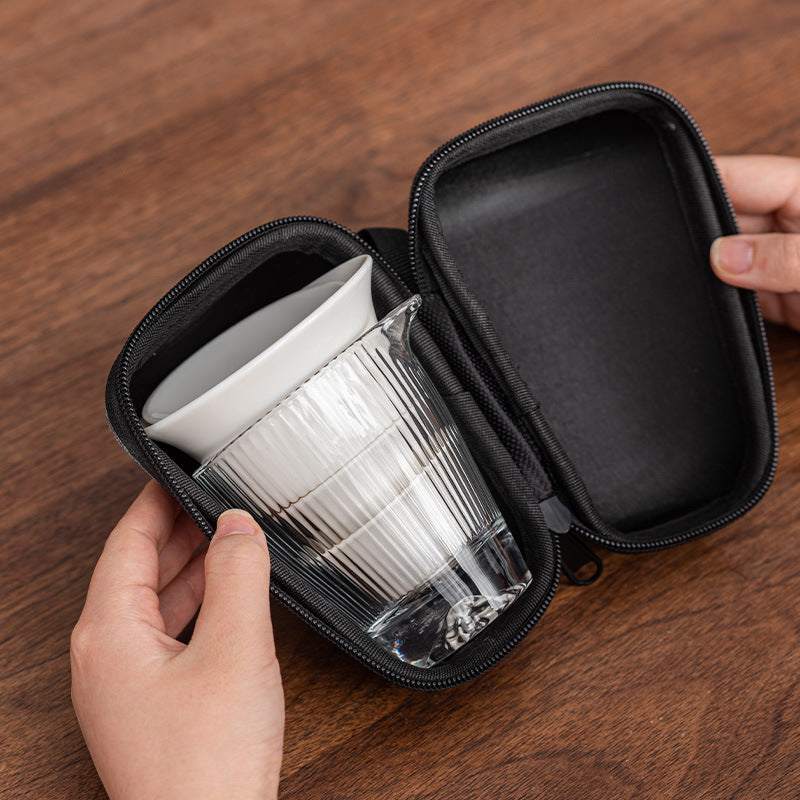 Beginner’s Portable White Porcelain Gaiwan Tea Set-A